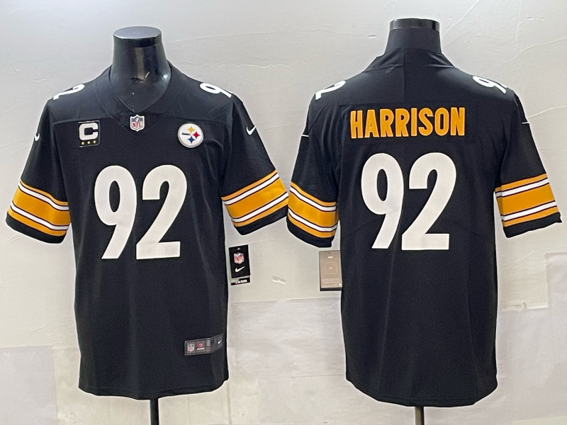 Men Pittsburgh Steelers #92 Harrison black Nike NFL Jersey 005